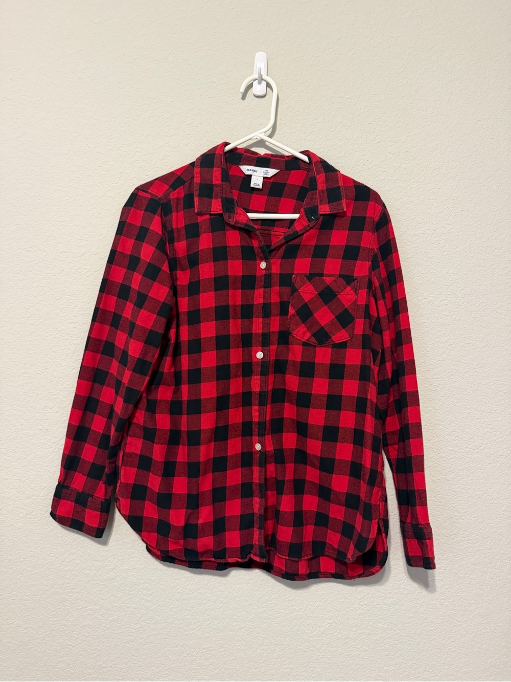 Old Navy Red and Black Buffalo Plaid Button-Down Shirt